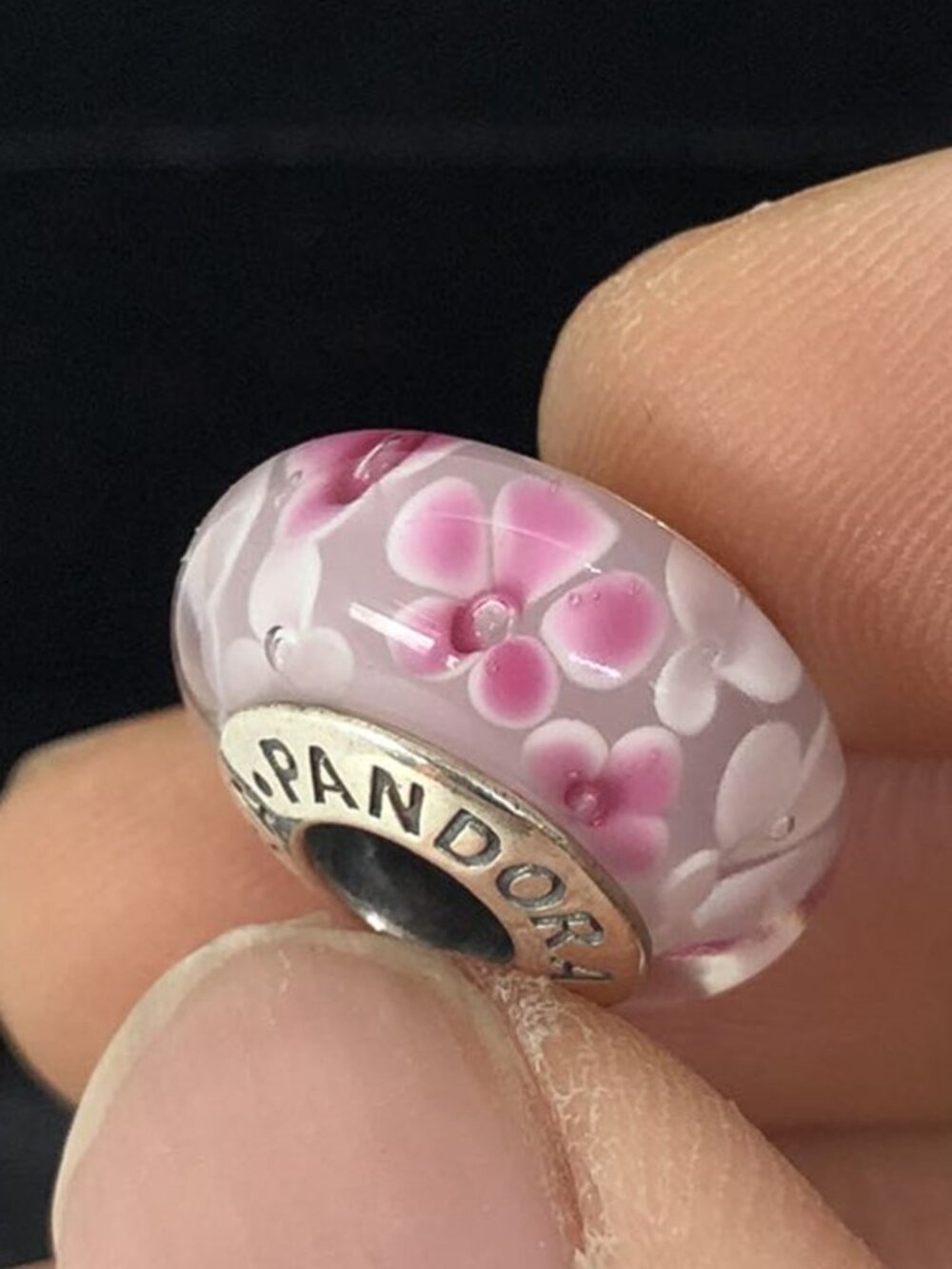 👍👍 Pandora Light Pink Flower Murano Glass Bead Charm